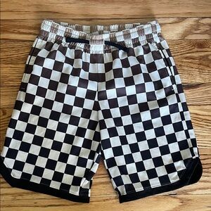 Black & White Checkerboard Drawstring Shorts